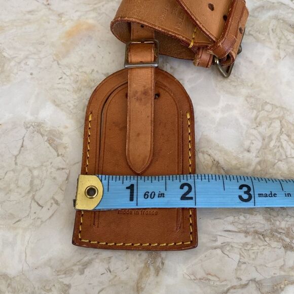 Vintage Louis Vuitton Vachetta Leather Luggage Tag & Poignet - Picture 11 of 12
